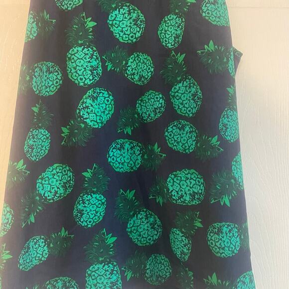 Market & Spruce Blouse  Keyhole Sleeveless Pineapple Tank Top Blue Green Sz Lg - Picture 3 of 14